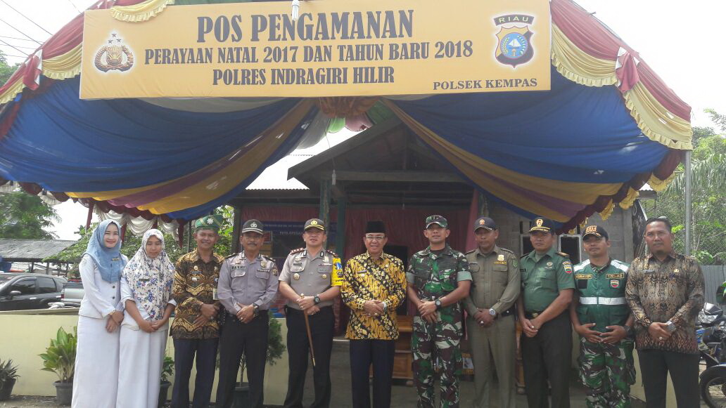 Kapolres, Bupati dan Dandim Inhil Tinjau Pos Pam Operasi Lilin Siak